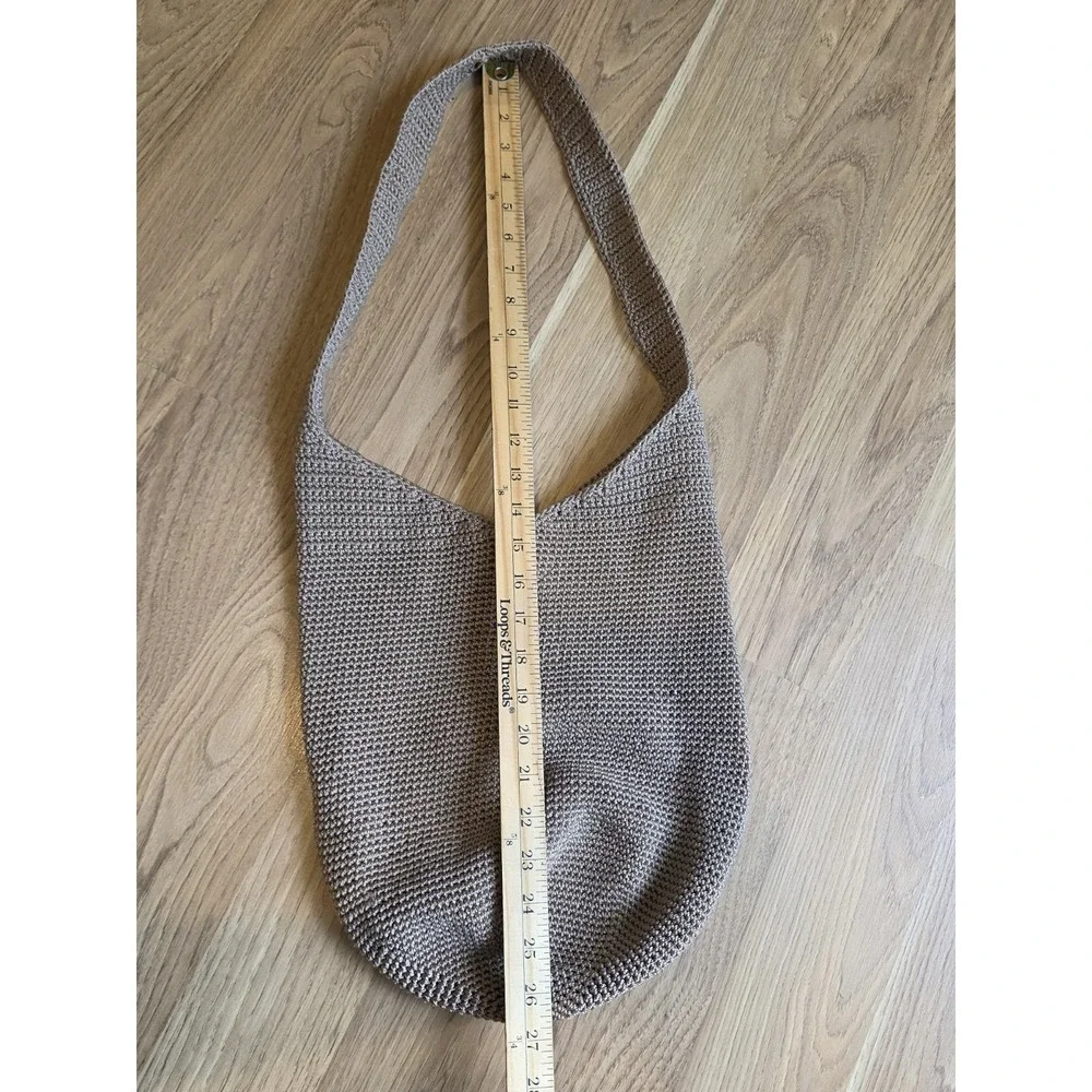 The Sak Handmade Crochet 120 Hobo Bag Tan Slouchy Boho Casual Everyday Magnetic